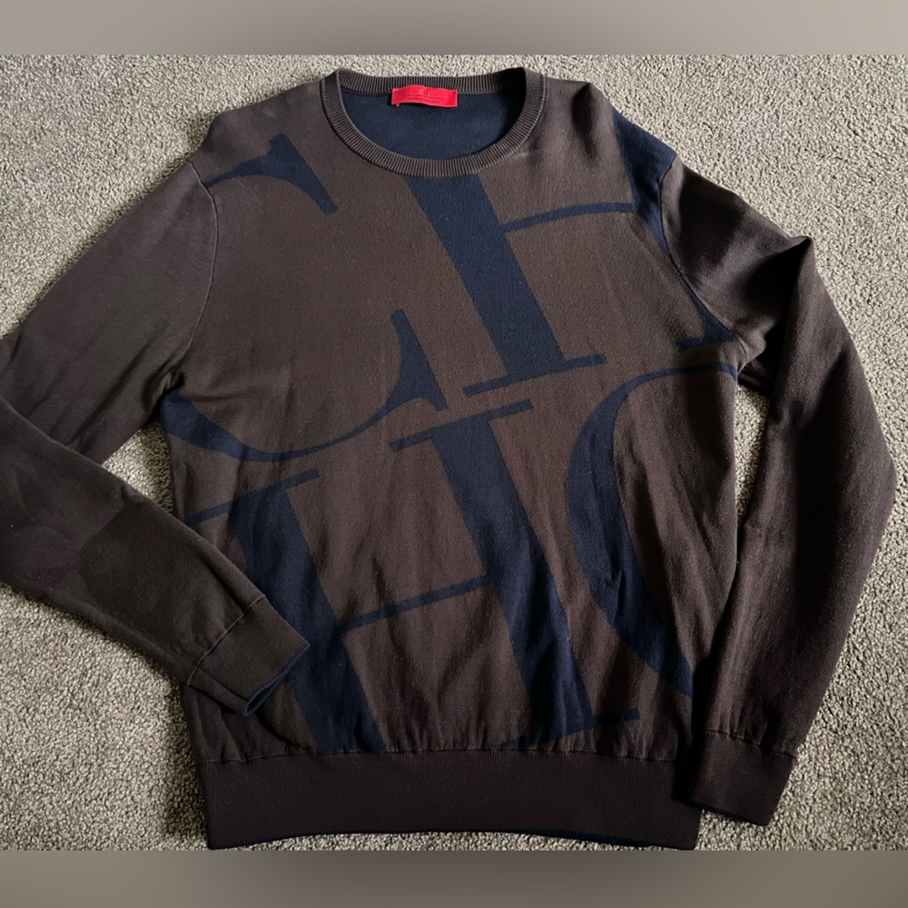 Carolina Herrera Men's Crewneck Sweater in Brown and Navy